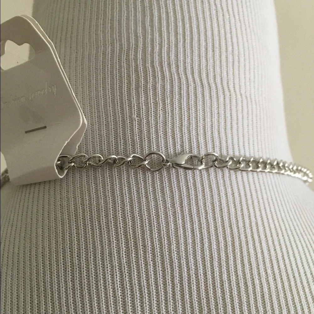 NWT Silver Colored Blue Beaded Long Boho Oversized Statement Necklace - Picture 6 of 6